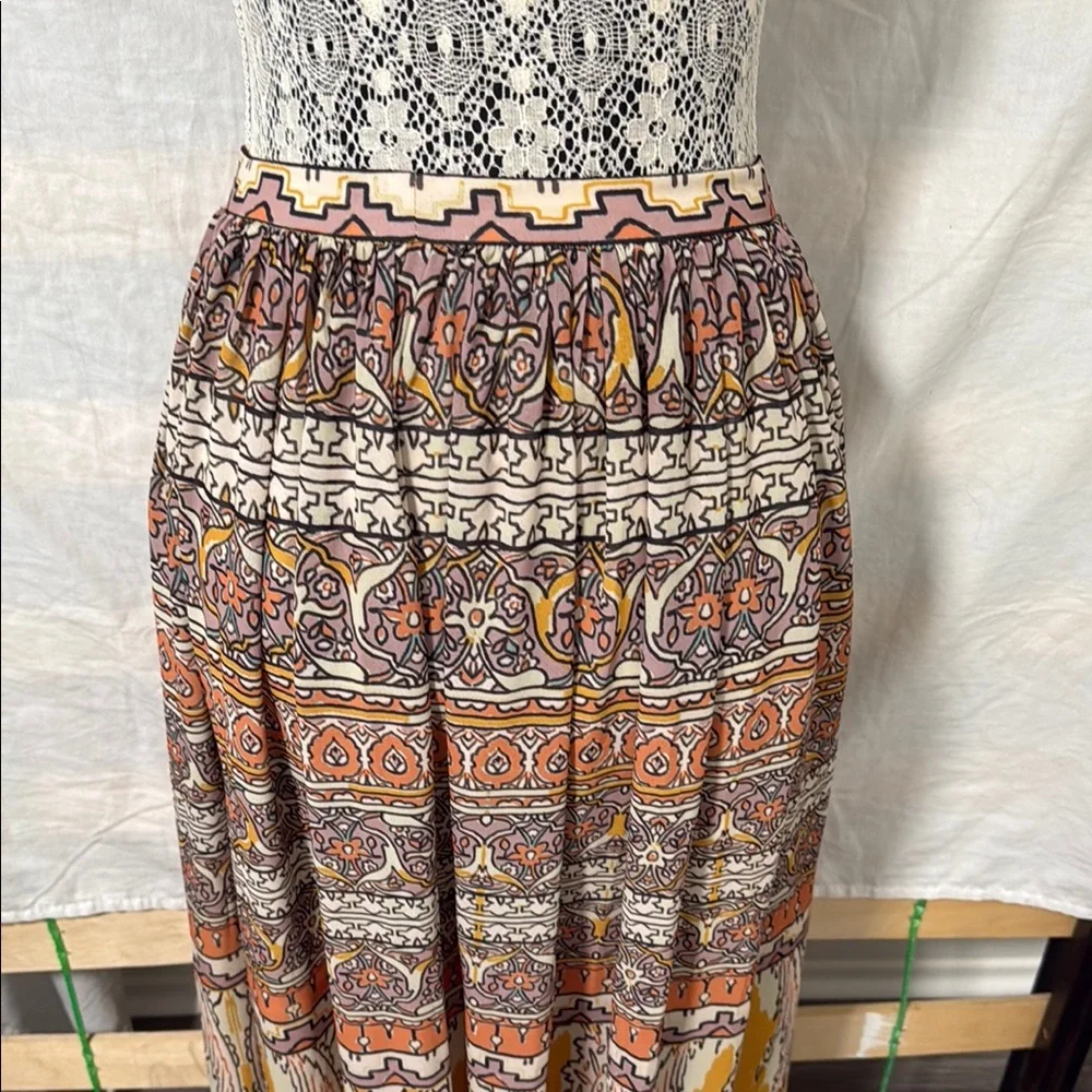 Vici Brown and Tan Tiered A-line Maxi Skirt